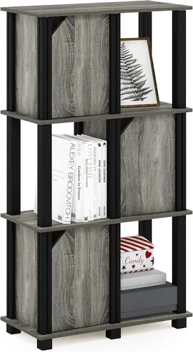 Vista 13 de FURINNO Brahms - Estantería de almacenamiento, 3 niveles, roble negro/negro