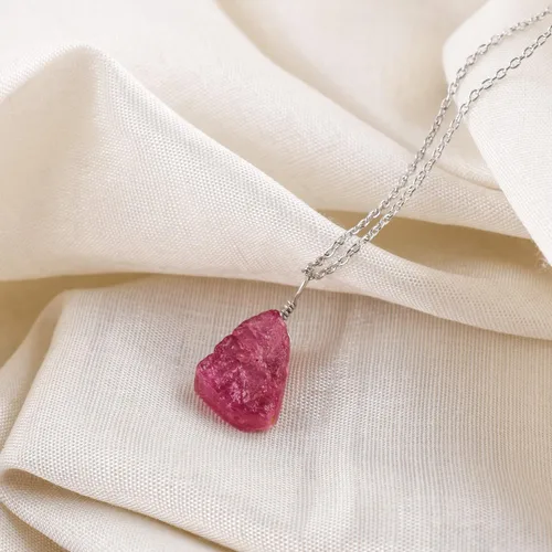 Vista 3 de Collar con colgante de plata de múltiples piedras crudas