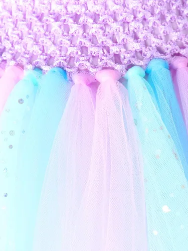 Vista 5 de Doctor Unicorn Conjunto de disfraz de sirena para niñas, vestido de sirena tutú con diadema