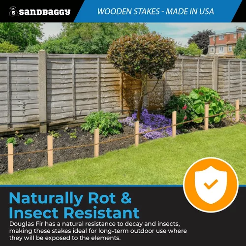 Vista 3 de Sandbaggy Estacas de madera de 48 pulgadas, resistentes para construcción, jardinería, topografía, formas de hormigón, punta de cincel, madera