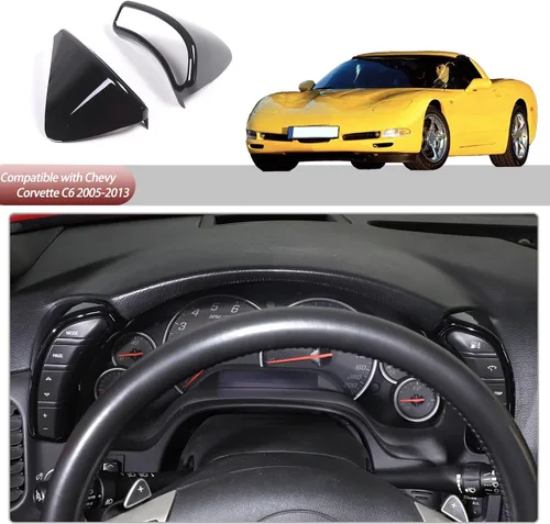 Vista 6 de Cubierta de botón para salpicadero compatible con Chevy Corvette C6 2005-2013, bisel del velocímetro, accesorios interiores del marco