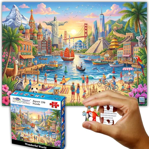 Vista 11 de Think2Master Rompecabezas de 250 piezas de parque de atracciones. Gran regalo. Piezas grandes. Tamaño: 14.2" X 19.3