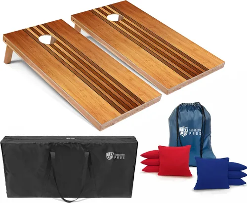 Vista 18 de Tailgating Pros Tablas de Cornhole de 4 x 2 pies, tamaño reglamentario oficial, juego de cornhole de diseño de madera con 8 bolsas de frijol, funda