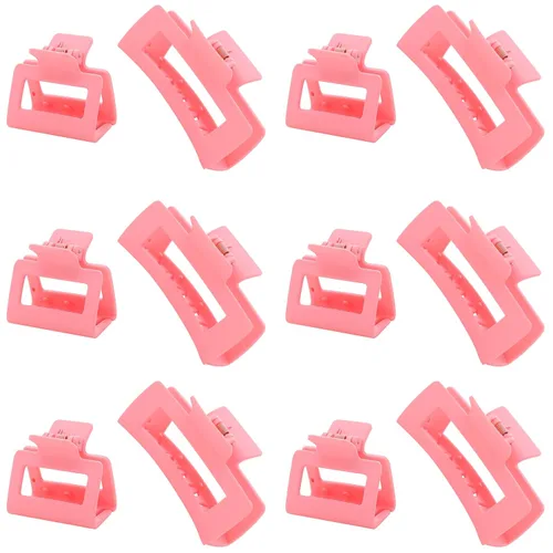 Vista 10 de Paquete de 12 pinzas tipo garra cuadradas negras, pinzas tipo garra rectangulares grandes y pequeñas neutrales, pinzas para cabello grandes mate