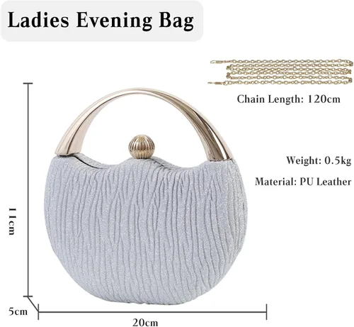 Vista 5 de Bolso de noche para mujer, bolso de embrague con purpurina, bolso de boda para novia, bolso brillante