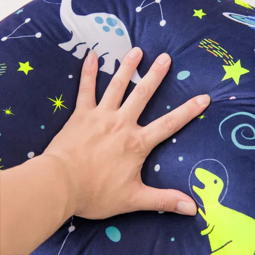Vista 5 de NTBED Almohada de Lectura con Estampado de Dinosaurio en Forma de Cuña, Almohada de Respaldo con Brazos, Almohada de Reposo para Sofá y TV, Almohada
