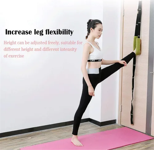 Vista 6 de Correa de yoga para estirar, cintura trasera y pierna/banda de yoga, entrenamiento de ayuda de flexibilidad de cintura para yoga, pilates, ballet