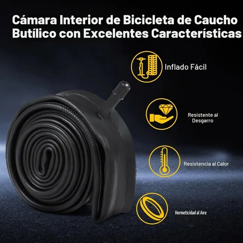 Vista 3 de 6 piezas de tubo interior de bicicleta de 20/24/26x1.75/1.95/2.0/2.1/2.125" con 2 palancas de neumáticos y 2 correas de protección con válvula
