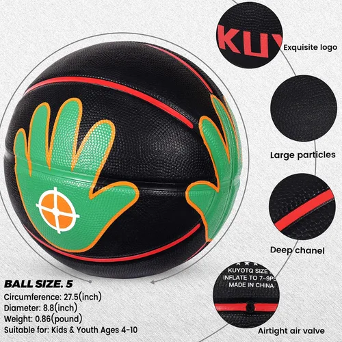 Vista 6 de KUYOTQ Size 5/6 Basketball 27.5"/28.5" for Kids Youth Womens with Visual Hand Print Guide, for Shooting Practice, Correct Shooting Form and Improve