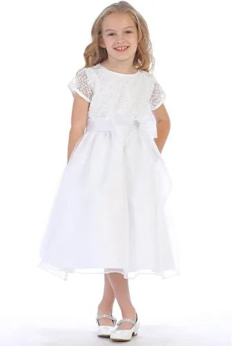 Vista 2 de SWEA Pea Lilli - Vestidos de Primera Comunión con manga corta para niñas de 6 a 12 años y vestido de muñeca