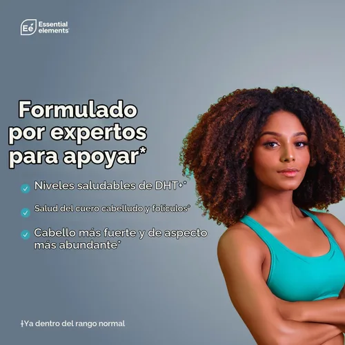 Vista 2 de Essential Elements Hair Hero - Vitaminas para el cabello para hombres - Soporte de amplio espectro con 5000 mcg de biotina - 60 unidades - 30