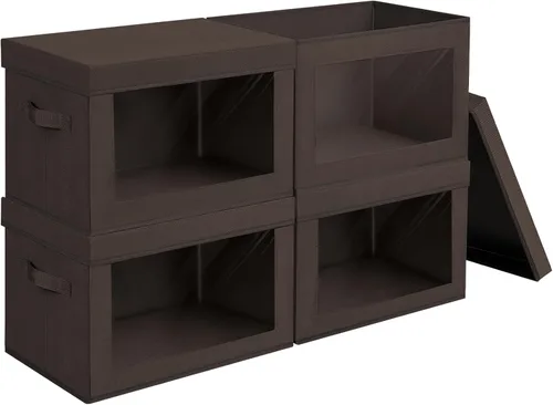 Vista 57 de Homsorout Contenedores de almacenamiento con tapas, organizadores pequeños de tela con ventana, contenedores de almacenamiento plegables para ropa
