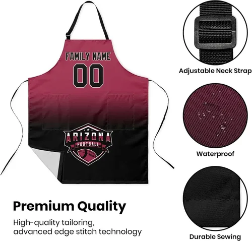 Vista 3 de Delantal personalizado con nombres y números personalizados, regalo para mamá y esposa, fanáticos, mujeres, cocina de cocina