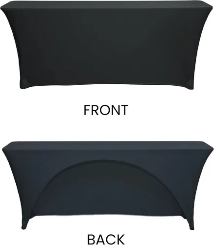 Vista 4 de YOUR CHAIR COVERS - Mantel elástico rectangular de elastano de 6 pies x 18 pulgadas, con espalda abierta para aula, color negro