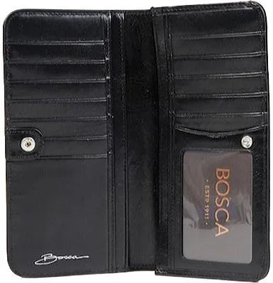 Vista 3 de Bosca Cartera de embrague de cuero viejo 7" para mujer