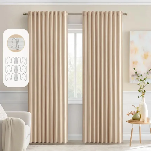 Vista 60 de MIULEE Cortinas opacas con pestaña trasera de 63 pulgadas de largo, juego de 2 paneles para sala de estar, dormitorio, privacidad, bolsillo