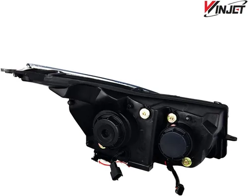 Vista 4 de Faro delantero con lente proyector transparente/carcasa negra, con barra DRL de luz LED (Chevy Cruze), Winjet WJ10-0324-04