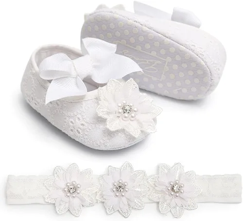 Vista 5 de QWZban Zapatos deportivos de princesa con suela suave y lazo para bebé y niña, zapatos planos Mary Jane, para recién nacidos, ligeros, para bebés