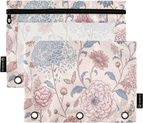 Vista 7 de Kigai Estuche para lápices de texto personalizado para carpetas de 3 anillas, crisantemo, con cremallera, con ventana transparente, estuche