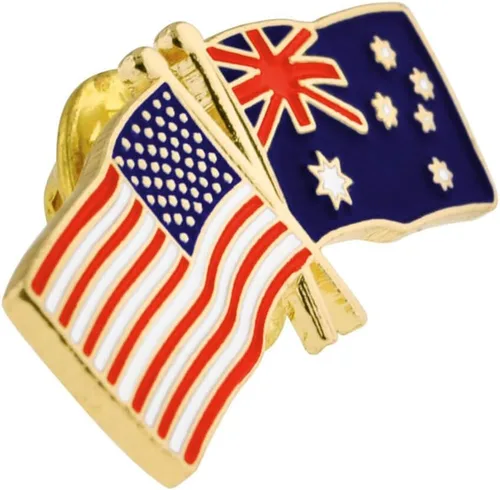 Vista 82 de PinMart Pin de solapa esmaltado con bandera de la amistad cruzada de Estados Unidos y el mundo