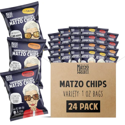 Vista 9 de The Matzo Project Chips de matzo crujientes, todo sabor, vegano, sin nueces, paquete de 24 bocadillos a granel, 1 onza cada uno, envueltos