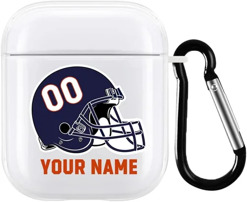 Vista 25 de Funda de casco de fútbol con nombre y número para Apple AirPods de 2ª y 1ª generación, regalo personalizado para fanáticos de los deportes de Arizona