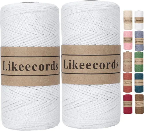 Vista 12 de Likeecords 100% Hilo de Ganchillo de Algodón Cordón de Bolsa de 2mm 170m Cordón de Macramé de 2mm Hilo de Crochet Cuerda de Macramé Regalo para Verde