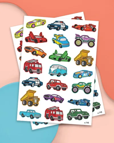 Vista 2 de xo, Fetti Tatuajes temporales de autos y camiones para niños, estilo 42, suministros de fiesta de cumpleaños, recuerdos de fiesta de autos