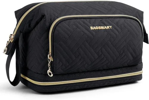 Vista 12 de BAGSMART Bolsa de Maquillaje, Esponjosa, Negro, Bolsa de maquillaje
