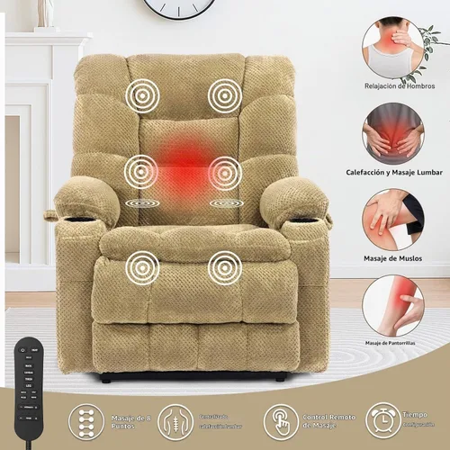 Vista 5 de EONIX Sillón reclinable de elevación eléctrica de doble motor, medianamente ancha, color beige