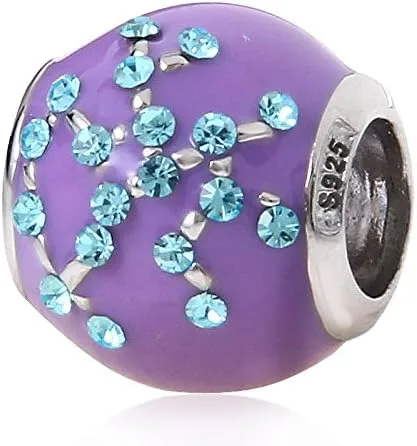 Vista 2 de Abalorios esmaltados con signos del zodiaco, auténticos dijes de plata de ley 925 para pulseras