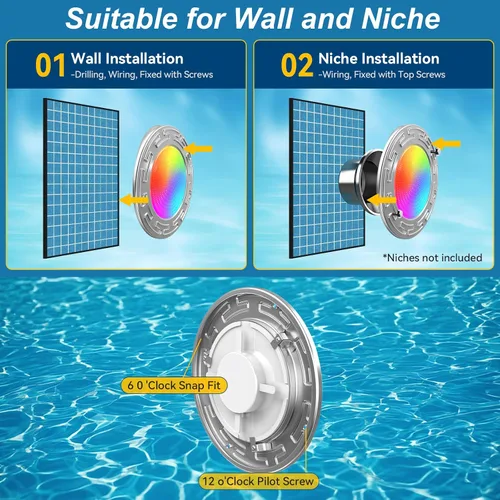 Vista 6 de Luces de piscina LED WiFi Spa de 60 pies y 6 pulgadas para piscina enterrada con triple control (control remoto/aplicación/controlador), luz
