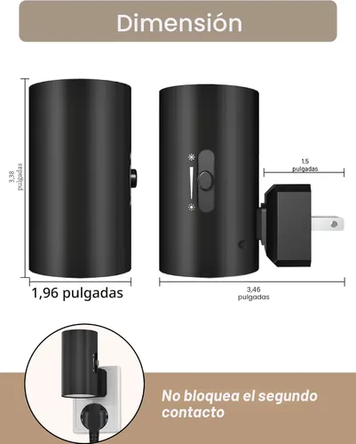 Vista 5 de Luces nocturnas enchufables a la pared, luz nocturna LED enchufable con sensor de luz, luz de pared de brillo ajustable de 0-100 lúmenes, luz blanca
