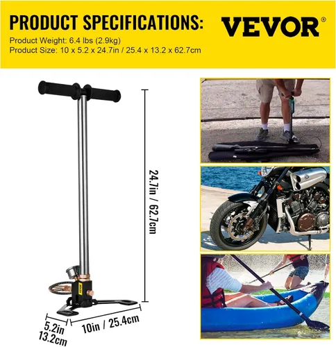 Vista 15 de BestEquip Airgun PCP Pump 4500PSI Bomba de mano de alta presión Bomba de 3 etapas Bomba de aire PCP