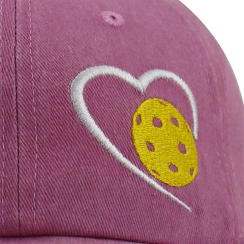 Vista 3 de Regalos de pickleball de corazón para mujeres y hombres, gorra de béisbol de algodón bordada responsablemente ajustable