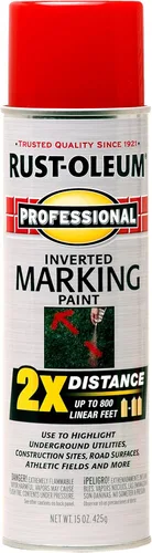 Vista 10 de Rust-Oleum 266575 Pintura en aerosol profesional de distancia 2X y marca invertida, 15 onzas, azul de precaución Utility Marking, Construction