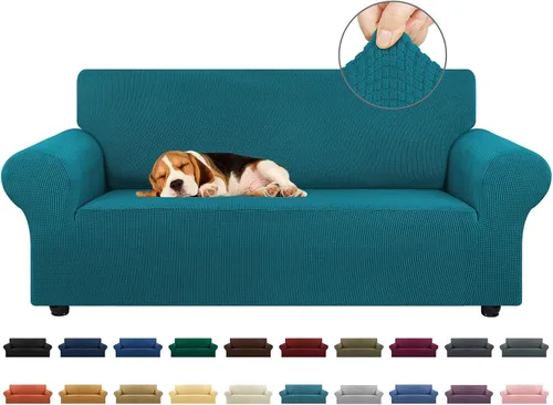 Vista 75 de KEKUOU Funda elástica para sofá biplaza, funda de sofá para sofá de 2 cojines (55-78 pulgadas), protector de muebles con parte inferior elástica