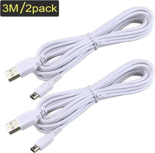 Vista 6 de 2Pack akwox de 3M10ft Cargador USB cable de alimentación para Nintendo 3DS XL, 3DS, DSi, DSi XL, NEW 3DS XL