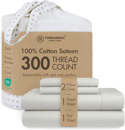 Vista 72 de Threadmill Juego de sábanas de algodón Twin Sábanas 100% algodón para cama tamaño Twin Juego de sábanas de satén jacquard damasco con bolsillo