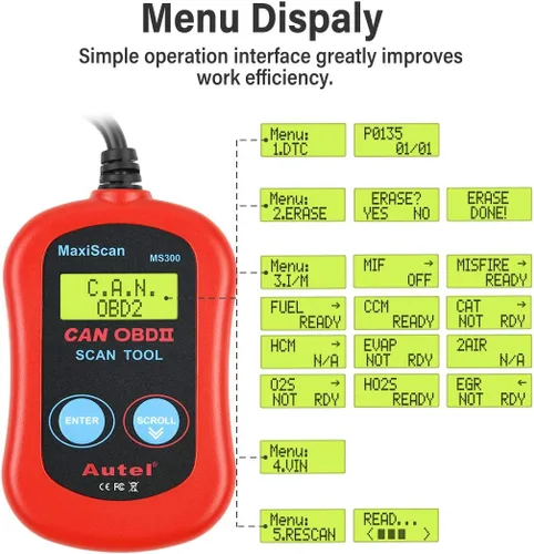 Vista 4 de Autel MaxiScan MS300 - Escáner OBD2 para automóvil, lector de código de falla del motor, escáner de diagnóstico para todos los coches de protocolo