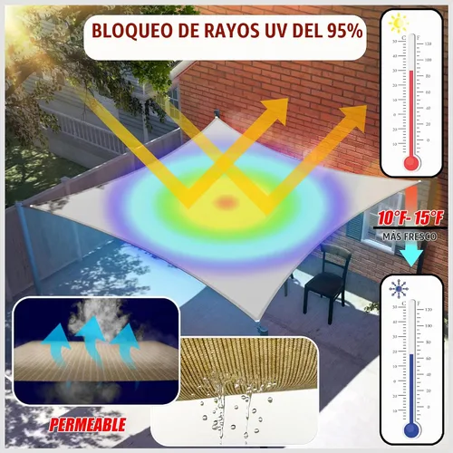 Vista 2 de ColourTree Toldo Vela Triangular de Sombra Solar de 8' x 8' x 8' Beige CTSLT8 - Tela de Malla de Toldo con Bloqueo UV UPF50 - Uso Comercial