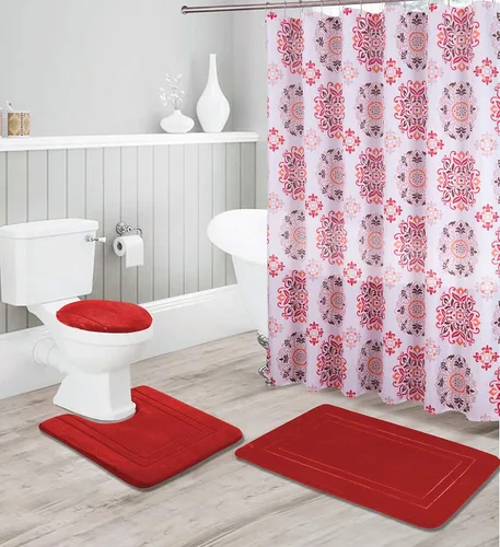 Vista 7 de Kids Zone Home Linen - Juego de accesorios de baño de 16 piezas: tapete de ducha antideslizante, tapete de pie de sanitario antideslizante, tapa