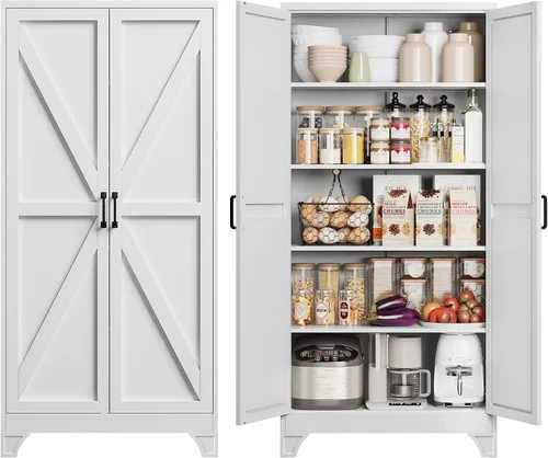 Vista 20 de Yizosh Small Metal Garage Storage Cabinet,Kitchen Pantry Storage Cabinet Negro