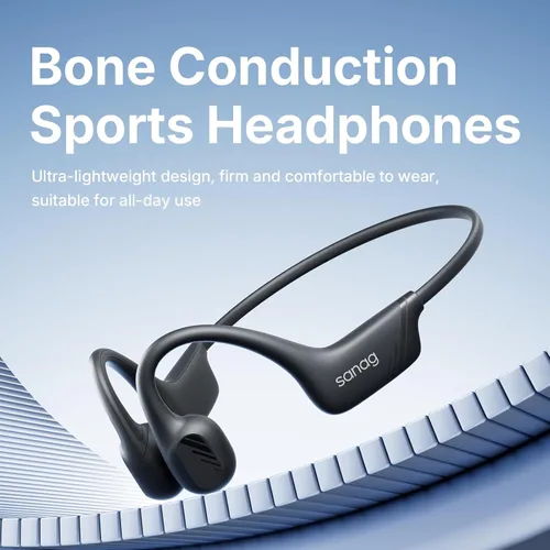 Vista 2 de Sanag B21S Auriculares de Conducción Ósea Verdadera, Auriculares Bluetooth 5.4 Impermeables IPX5, Auriculares Inalámbricos de Oído Abierto