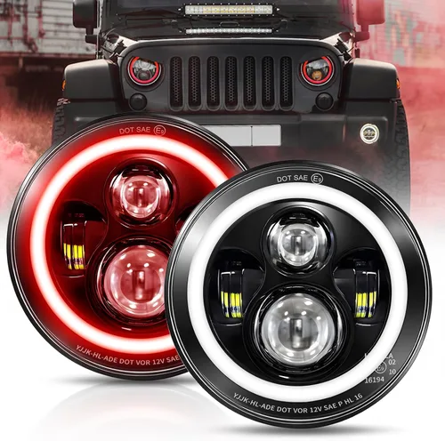 Vista 11 de CO LIGHT - Faros delanteros LED redondos de 7 pulgadas con halo, con haz alto/bajo, halo ámbar/azul, faro LED para todo terreno, ojos angulares