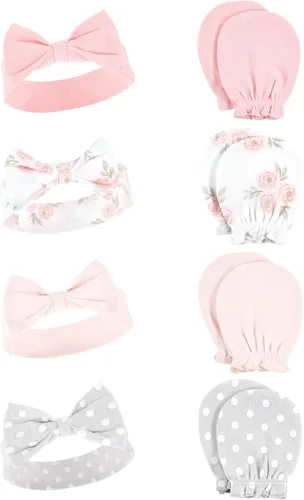 Vista 160 de Hudson Baby Conjunto de diadema de algodón y manoplas para rascar para bebé
