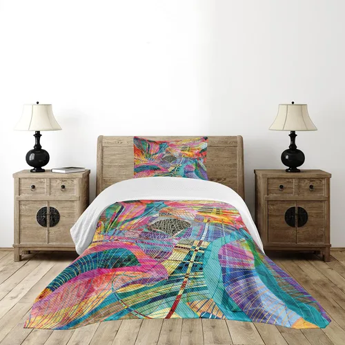 Vista 2 de Ambesonne - Colcha multicolor en colores y tres tamaños