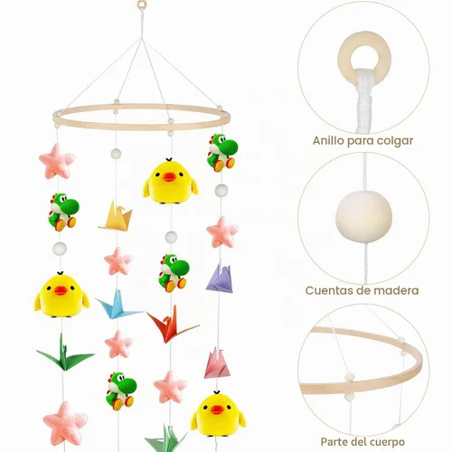 Vista 3 de Yalikop Kit móvil para bebé, kit de marco de madera para cuna DIY