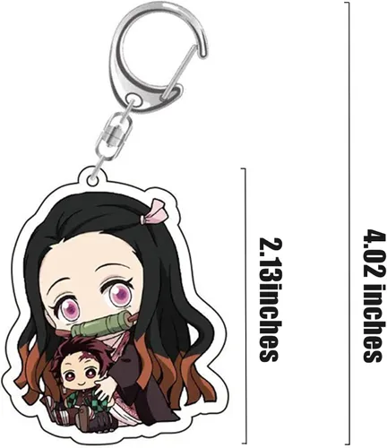 Vista 2 de Llavero Demon Slayer - Kimetsu no Yaiba lindo llavero con llavero de aleación de zinc, juego de regalo colgante