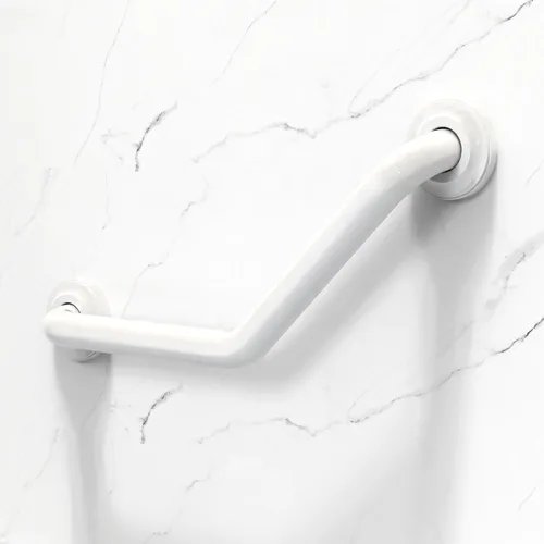 Vista 9 de Barra de agarre en ángulo de 16 pulgadas para montaje de perno, ayuda de movilidad de baño, compatible con ADA, soporte de 500 libras, acero Blanco